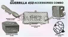 Fit For Royal Enfield Guerrilla 450 5 Pcs Accessories Combo Pack Silver - SPAREZO